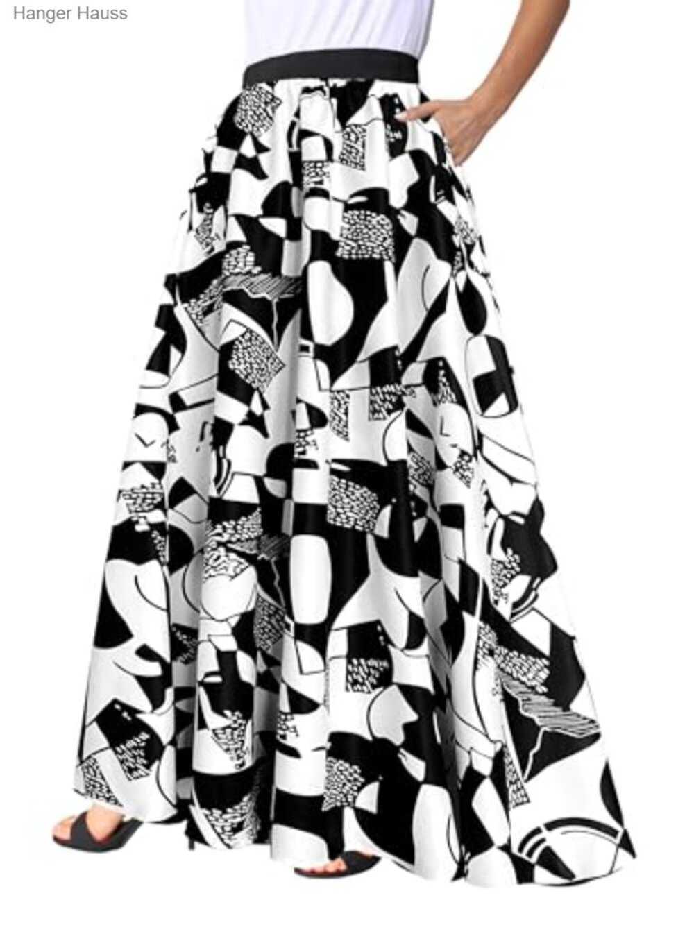 African Print Ankara Maxi Skirt with Pockets Full Circle Floor Length